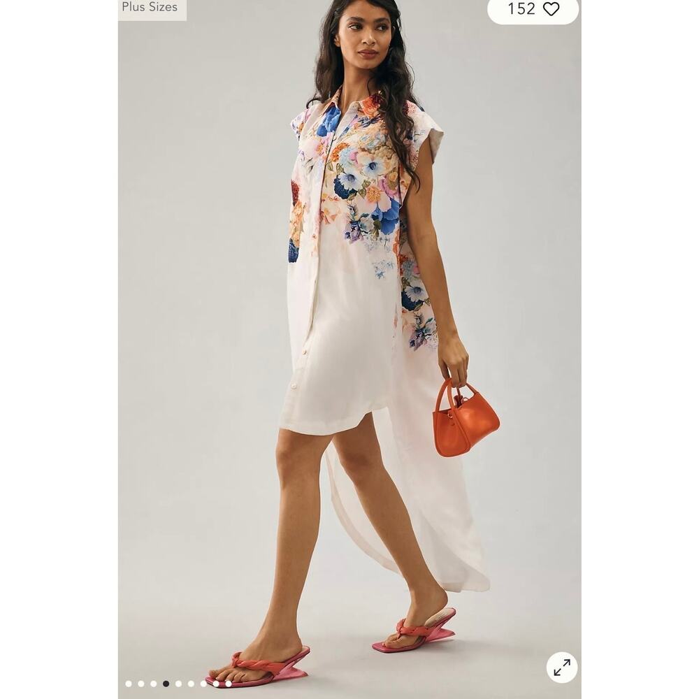 NWT❤️Anthro Maeve Floral High-Low Shirt Dress szM - Picture 7 of 11